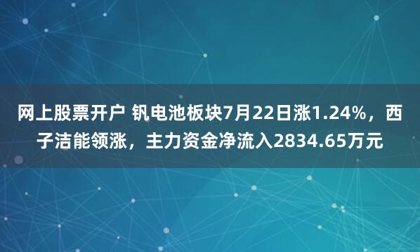 网上股票开户 钒电池板块7月22日涨1.24%,西子洁能领涨,主力资金净流入2834.65万元